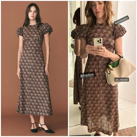 Doen Dresses & Skirts - 💕DÔEN💕 Rhodia Dress ~ Puff Sleeve A-Line Maxi Noir Forest Floral Print XL NWOT